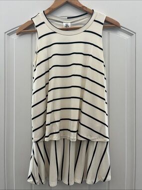 Agnes & Dora Cream and Black Striped Sleeveless Tunic